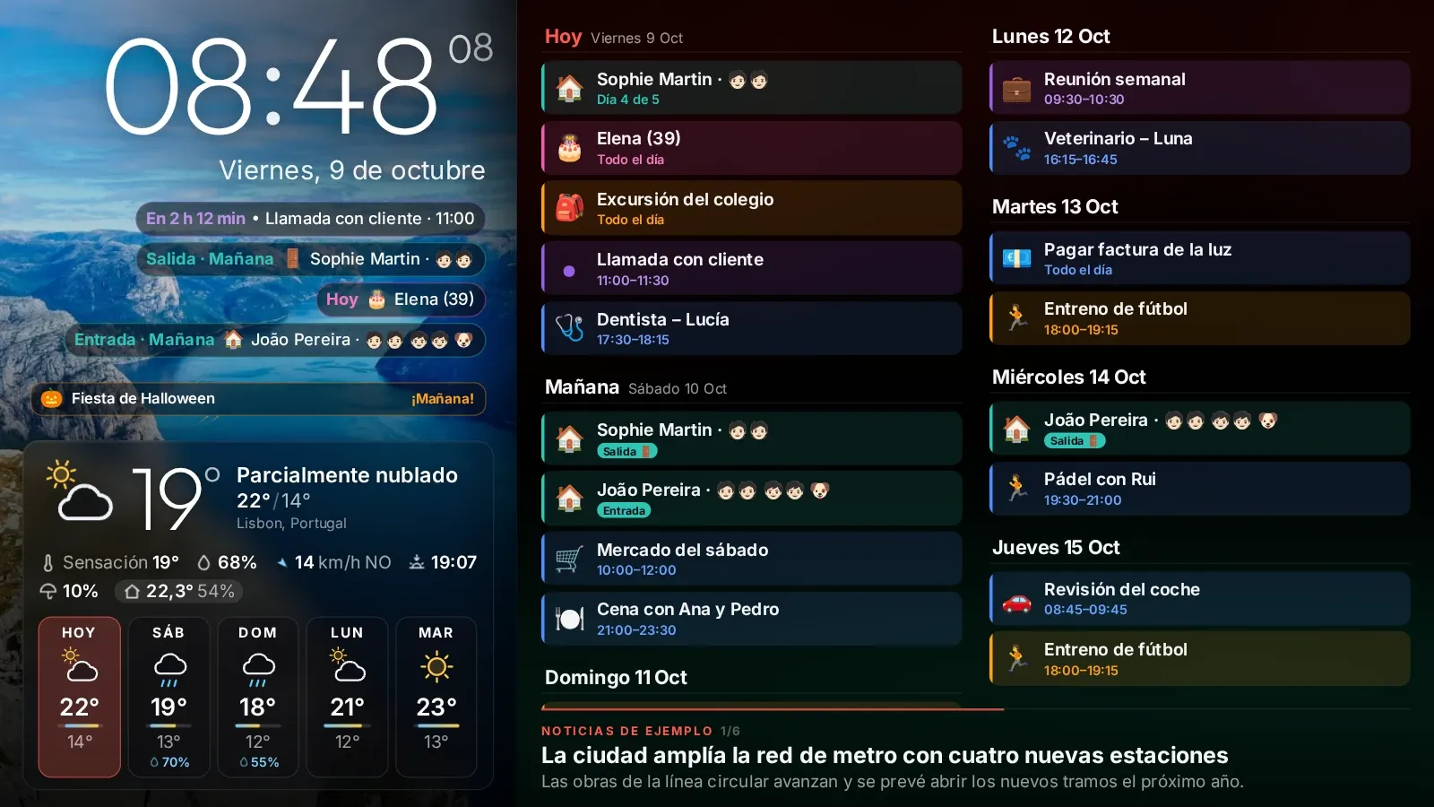 Agenda: Los próximos días, en lista.