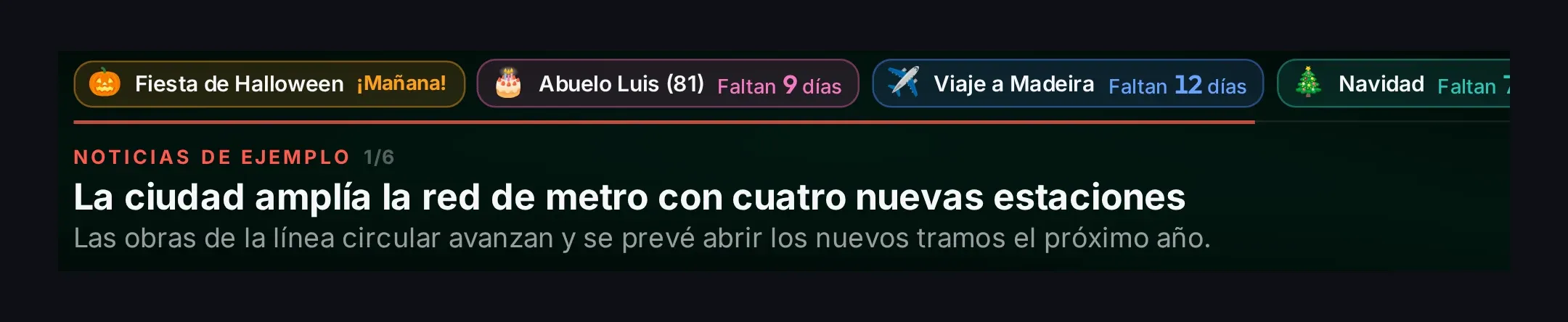 Noticias, cuentas atrás y una nota para todos