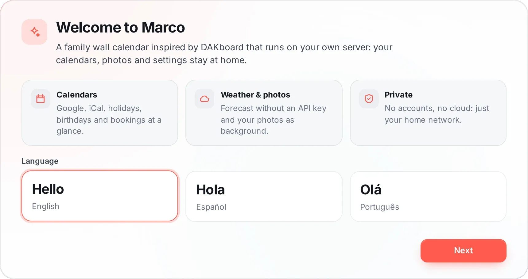 Setup wizard screenshot, step 1: Welcome