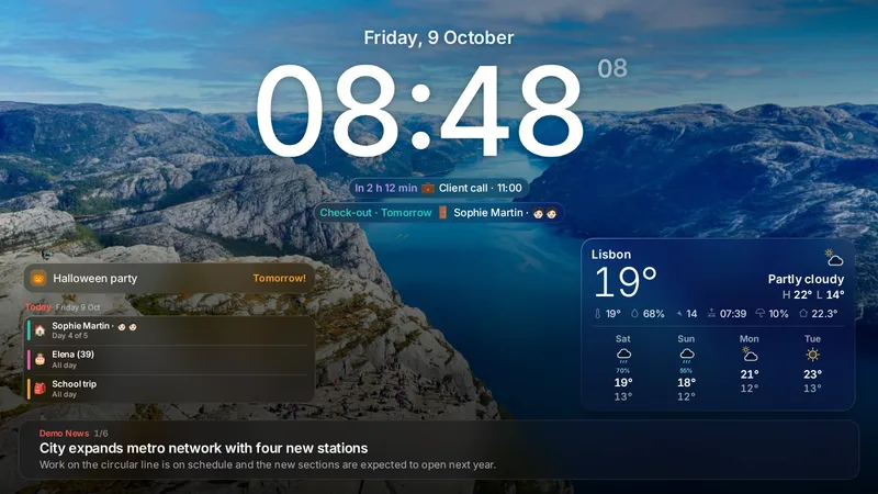 Live weather on the screen